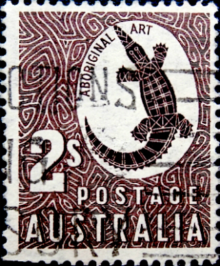 Австралия 1948 год . Искусство аборигенов-Крокодил Джонстона . Каталог 0,70 €.  (5)
